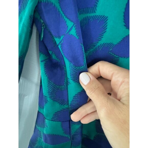 Milly of New York Silk Clemie long sleeve Floral Leaf print dress, size 10 - Picture 4 of 9